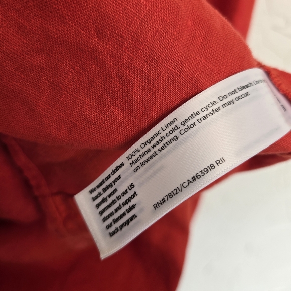 Eileen Fisher Linen Red Orange Dress, L - Picture 8 of 10